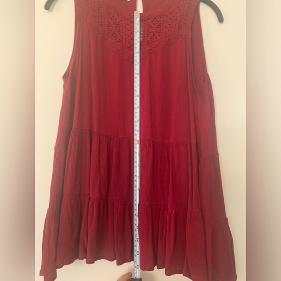Maurices Flowy Rayon Red Lace Detail Tank Top Scoop Neck Detail - Picture 5 of 10